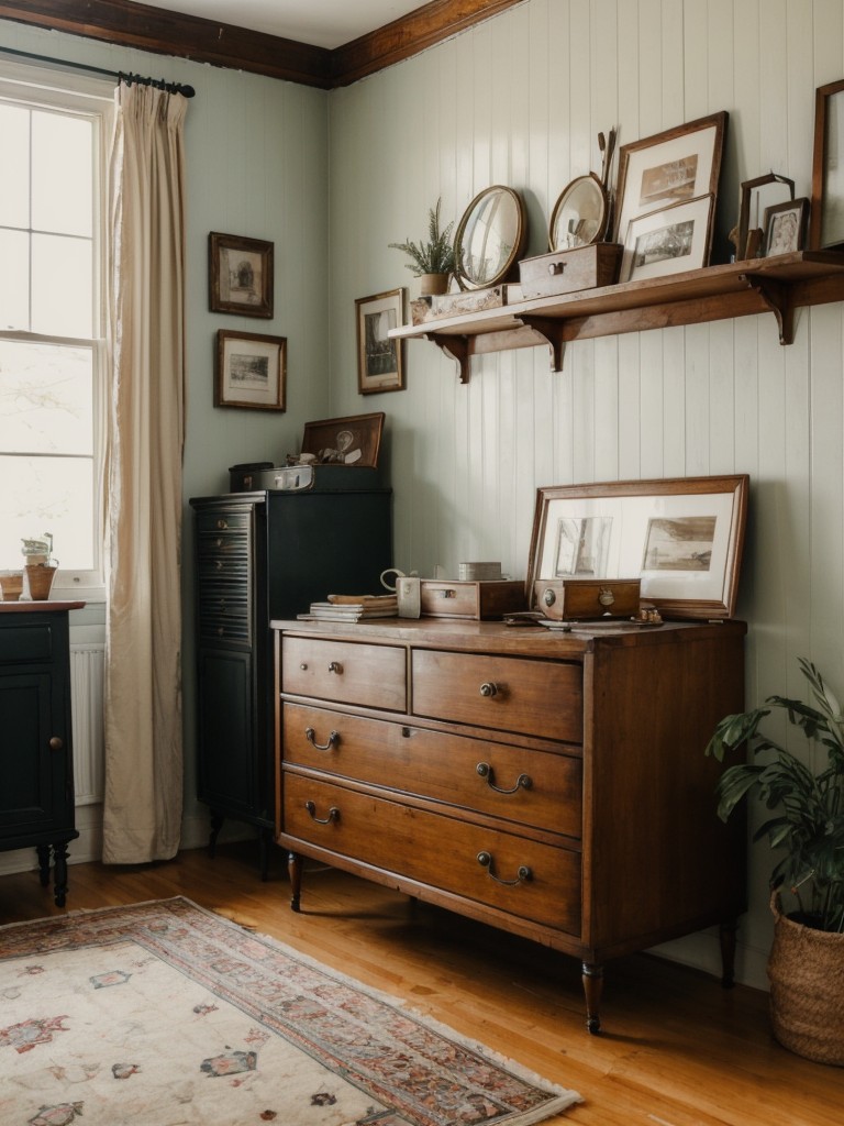 Vintage-inspired small apartment decorating ideas that showcase your love for the past, with antique furniture, flea market finds, and retro accessories.