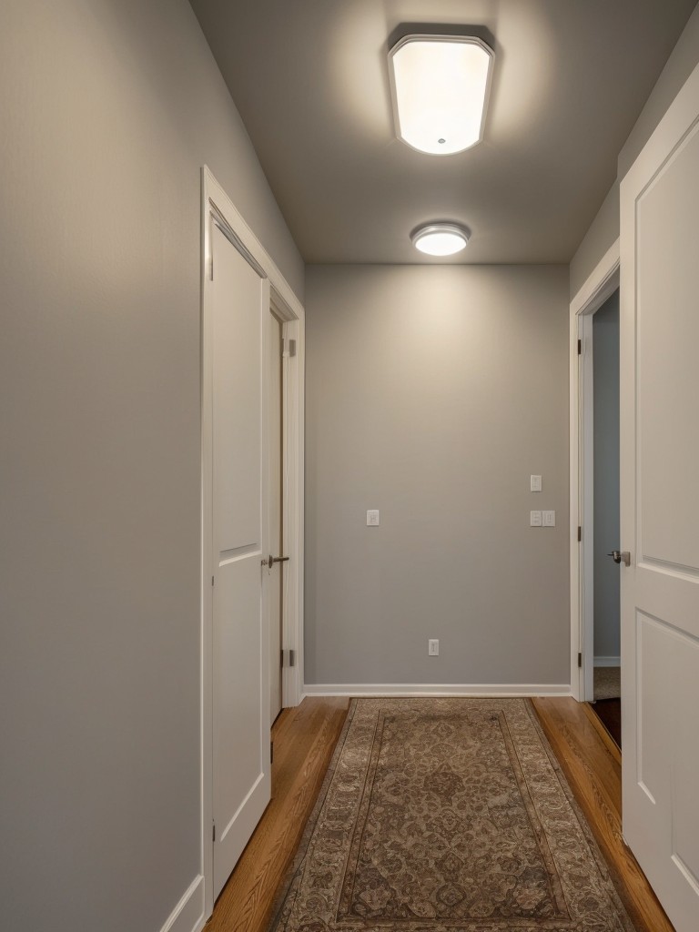 Incorporating strategic lighting solutions like recessed lighting or wall sconces to create an illusion of depth and enhance the ambiance in a small apartment.