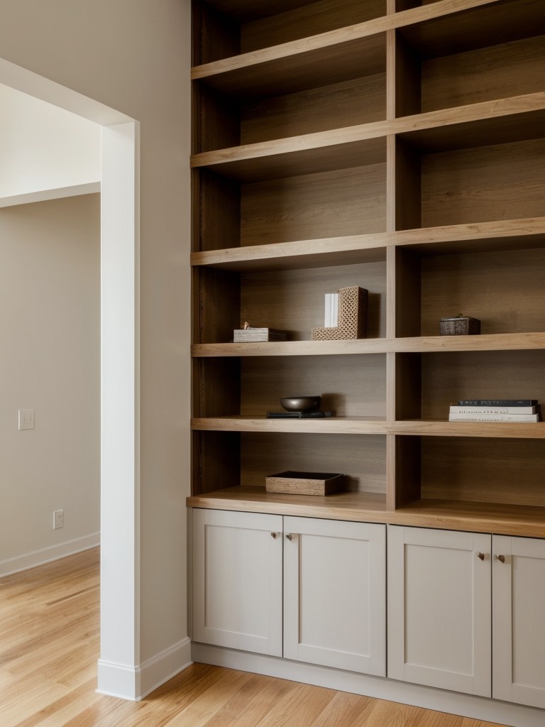 Incorporate built-in shelving or bookcases to maximize storage and display personal items without taking up valuable floor space in a small apartment.