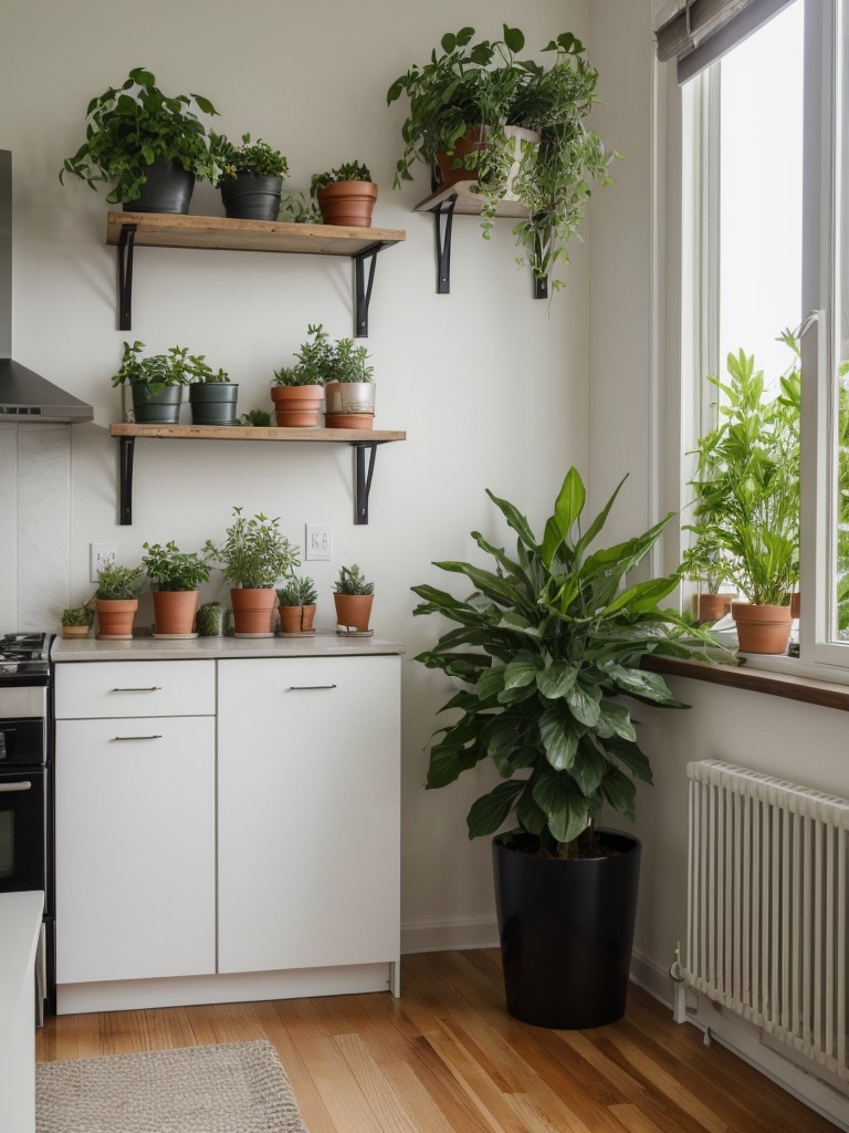 Incorporate plants and greenery into your small apartment to bring life and freshness to the space.