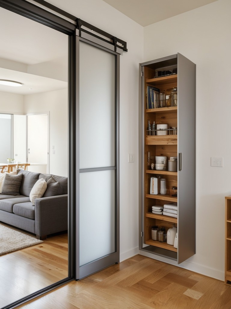 Incorporate space-saving techniques, such as using vertical storage solutions or utilizing sliding doors, to maximize every square inch of a small apartment.