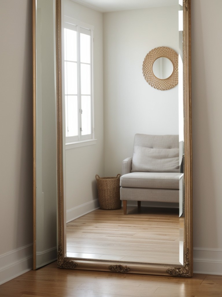 Consider using a large mirror as a focal point to give the illusion of a bigger space and reflect light throughout the room.