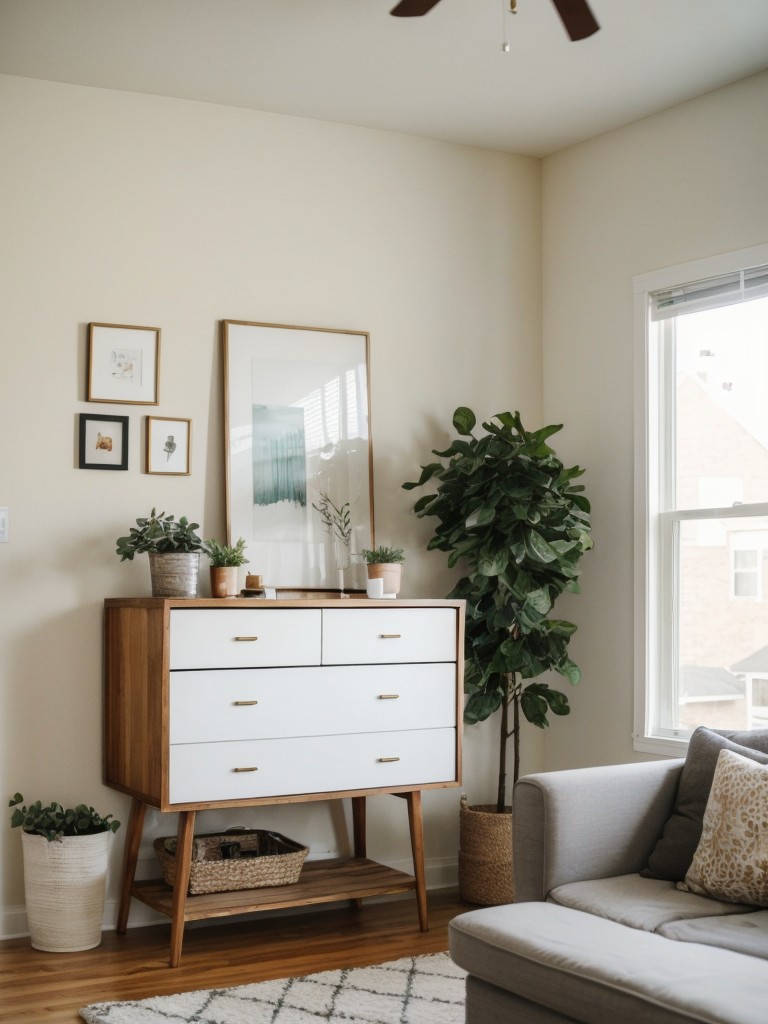 Affordable apartment decor ideas that won't break the bank, using thrifted furniture, DIY projects, and stylish wall art.