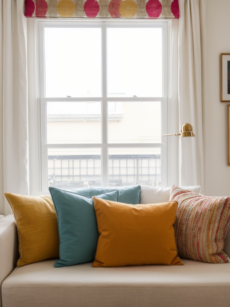 Add pops of color to a small chic apartment with vibrant accessories such as throw pillows, curtains, or artwork.