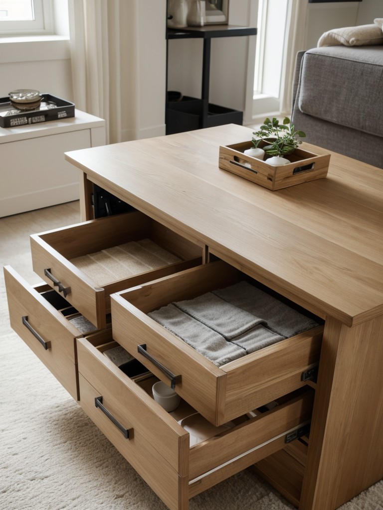 Choose furniture with built-in storage, such as coffee tables with hidden compartments or bed frames with drawers, to optimize organization in a small chic apartment.