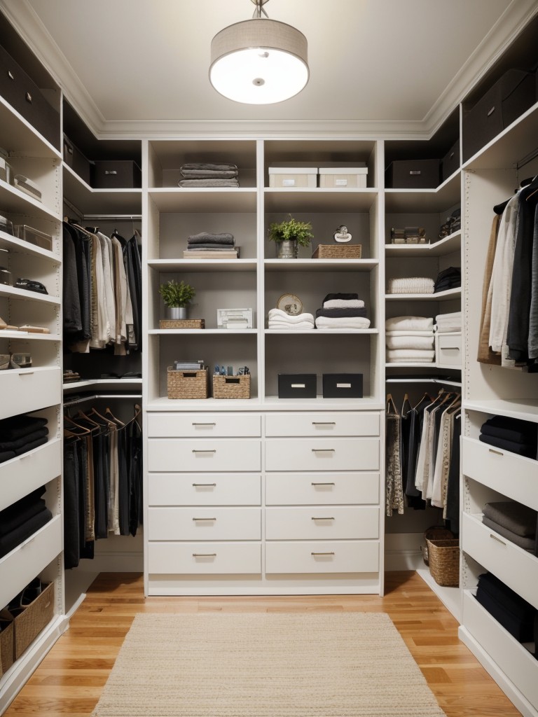Incorporate customized storage solutions, such as built-in closet organization or adjustable shelving, to maximize space and functionality in a small chic apartment.