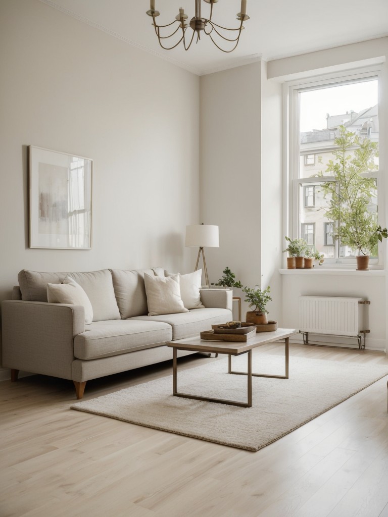 Opt for light or neutral paint colors on the walls to create an airy and open feel in a small chic apartment.