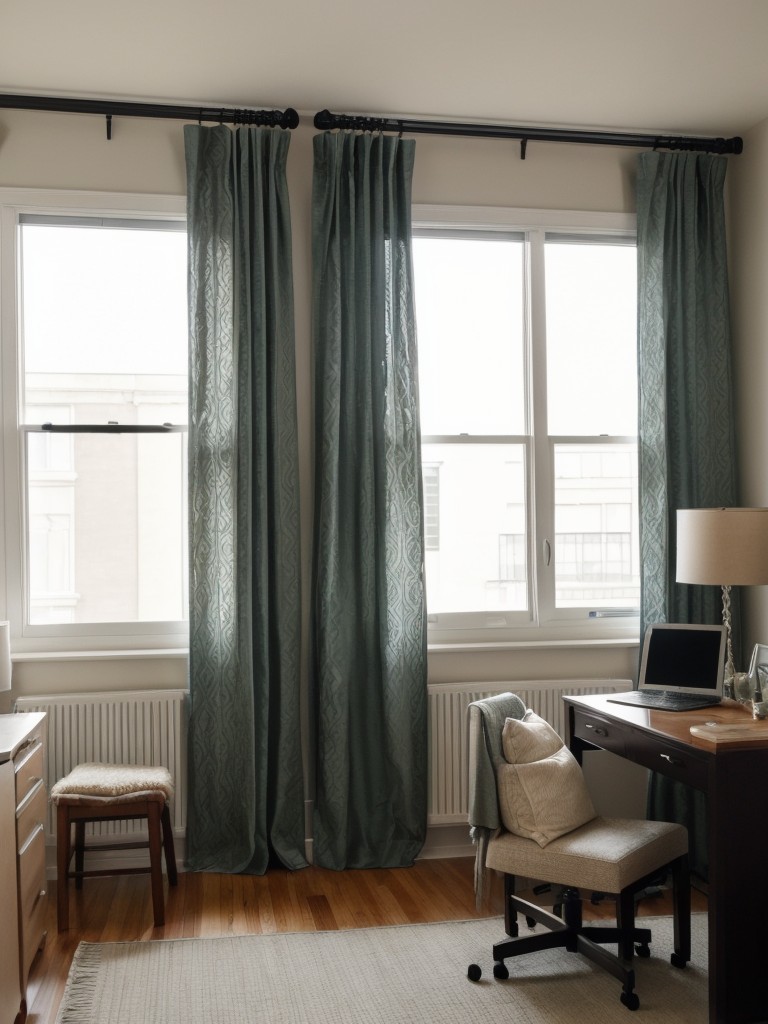 Utilizing decorative screens or curtains to create separate zones within a small studio apartment, such as a sleeping or working area.