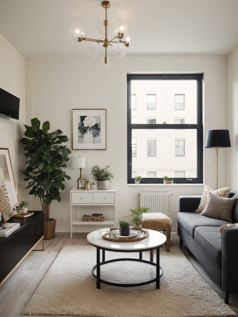 Affordable living room decor ideas for small apartments, including incorporating bold statement pieces and mixing different textures.