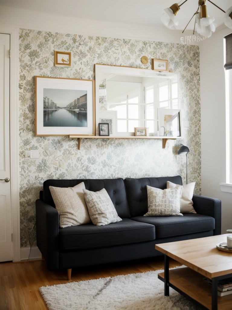 Creative ways to add personality and style to a small studio apartment, including using removable wallpaper or temporary wall decals.
