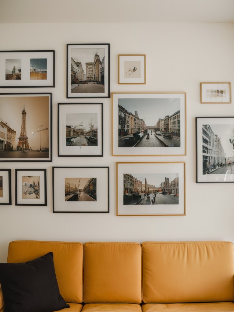 DIY projects to personalize a small apartment living room, such as creating a gallery wall with framed family photos or designing a custom artwork display.