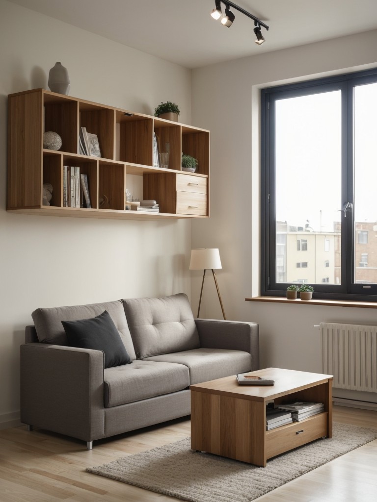 Space-saving furniture options for small studio apartments, such as sofa beds, storage ottomans, and wall-mounted desks.