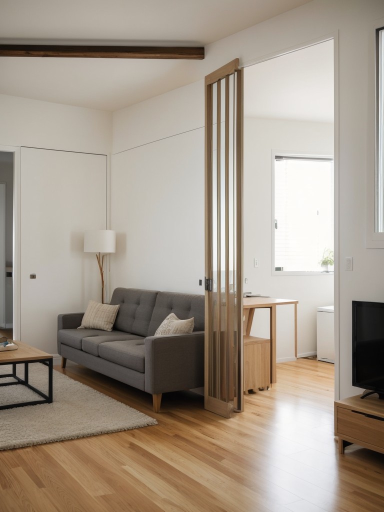 Creating designated zones within small apartments through furniture placement or room dividers.