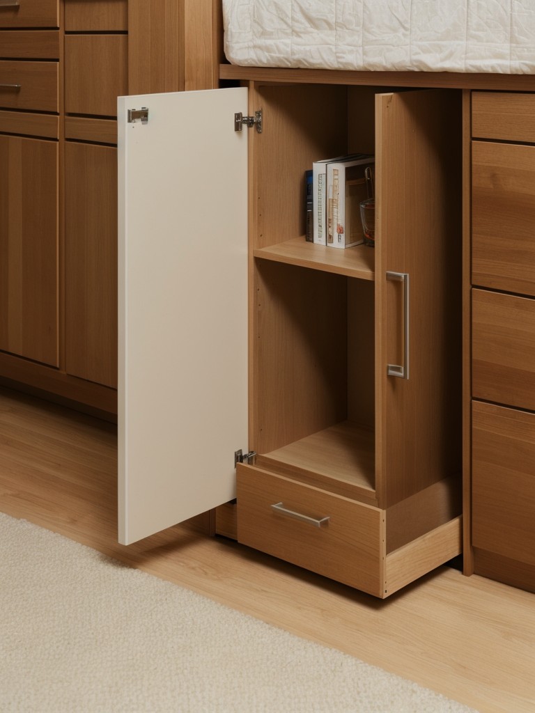 Incorporating hidden storage solutions such as under-bed storage or built-in cabinets in small apartments.