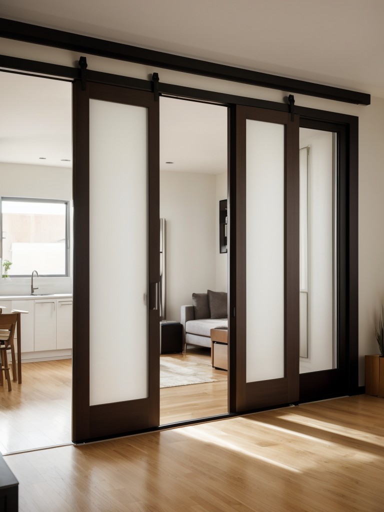Incorporating sliding or folding doors to separate different areas within a small apartment without taking up extra space.