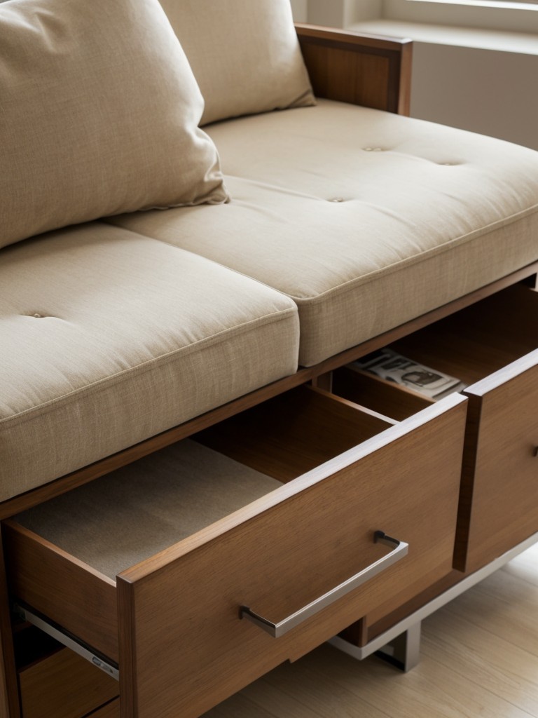Choose furniture with hidden storage compartments, such as ottomans or coffee tables with built-in drawers.