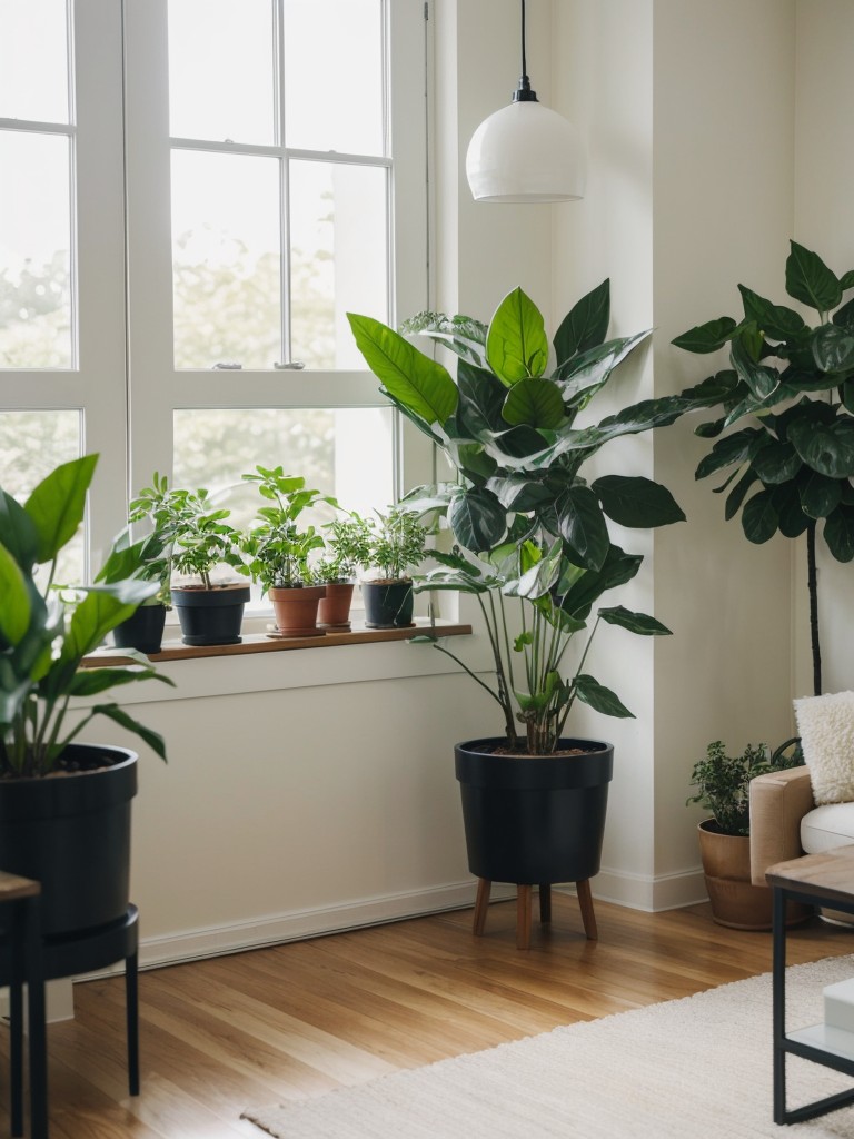 Introduce indoor plants to add a touch of greenery and a sense of tranquility to your minimalist space.