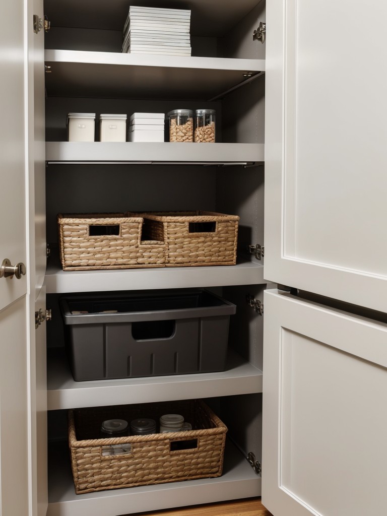 Utilize smart storage solutions, such as hidden cabinets or wall-mounted shelves, to keep the space tidy and organized.