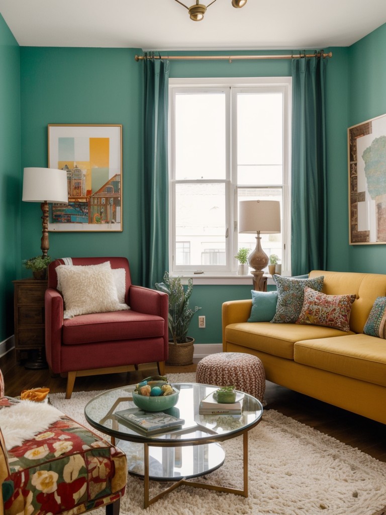 Explore the world of eclectic apartment decor, where unexpected color combinations and diverse patterns come together in harmony.