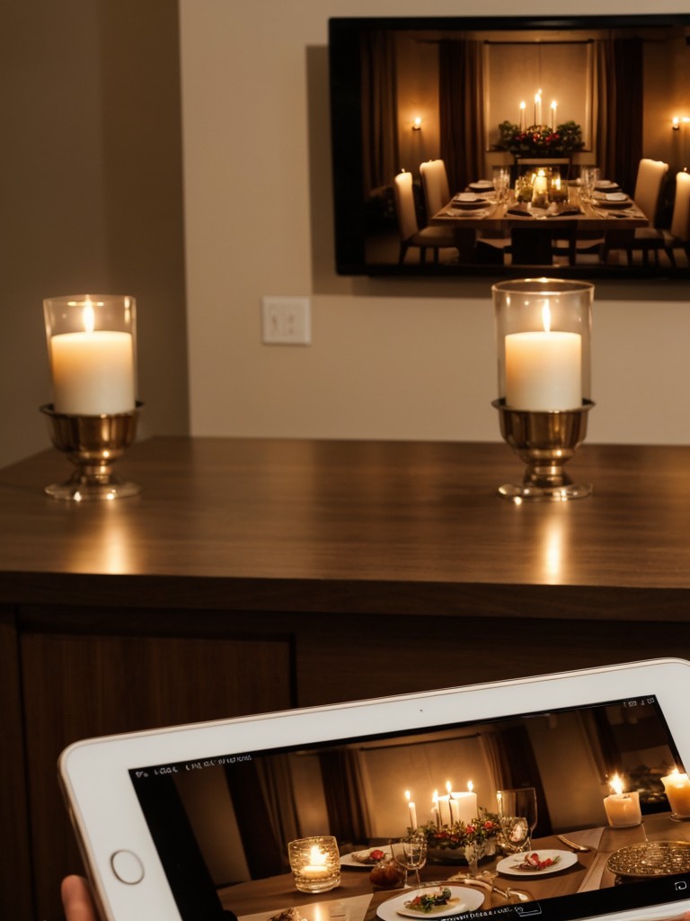 Create a virtual date night with a romantic dinner and candlelit ambiance, using video call platforms.