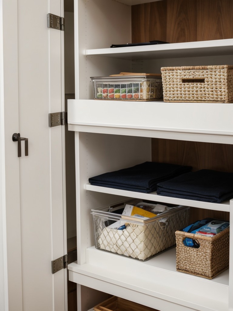 Make the most of limited space with clever storage solutions like floating shelves and tiered organizers.