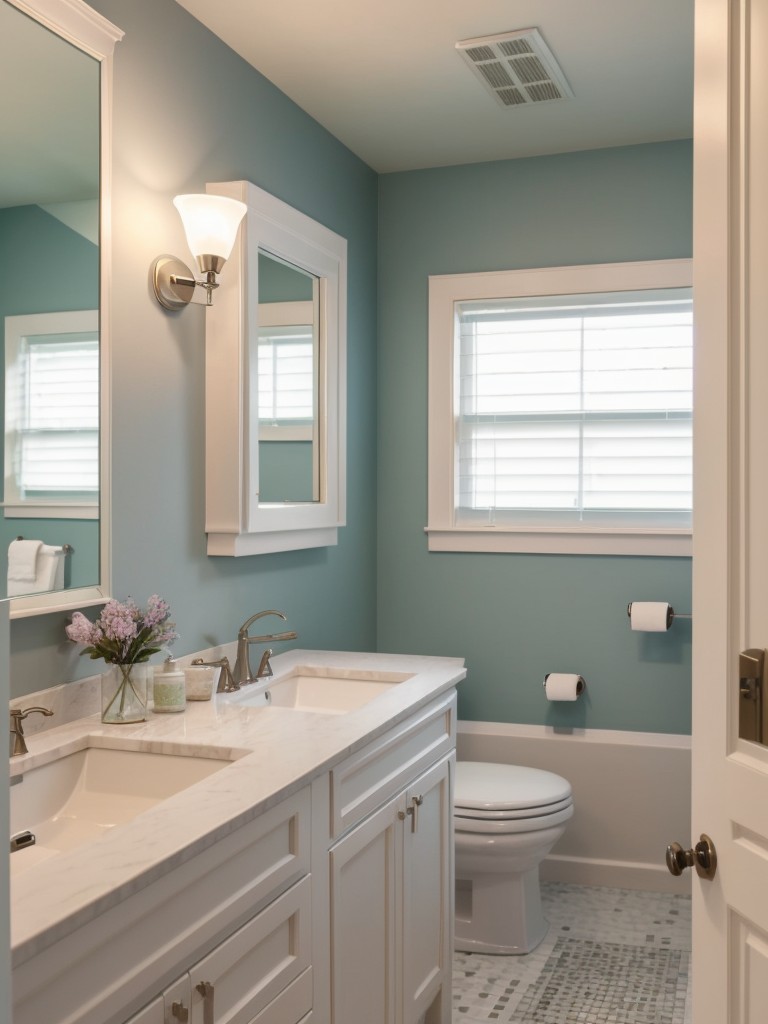 Transform a small bathroom into a spa-like oasis with soothing colors, scented candles, and plush towels.