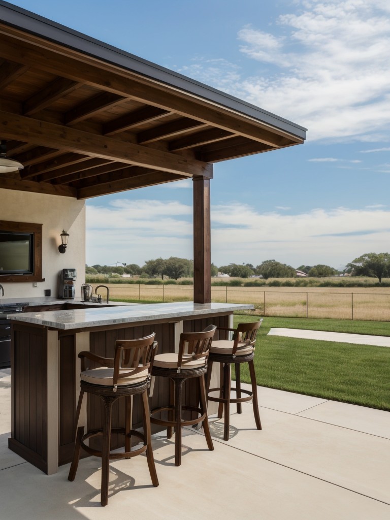 Include a built-in outdoor bar or beverage station for convenience and entertainment purposes.