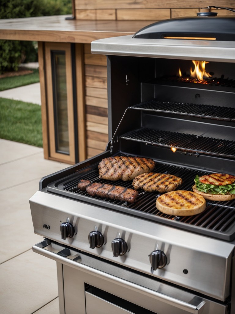 Incorporate a small gas or electric grill for outdoor cooking.