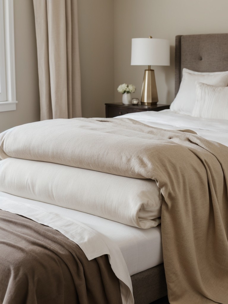 Create a luxurious feel by utilizing high-quality linens and cozy throws.