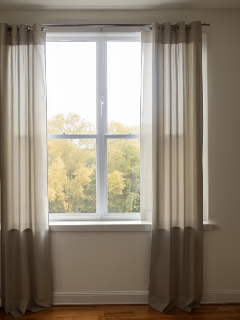 Create a serene ambiance with blackout curtains or blinds for better sleep quality.
