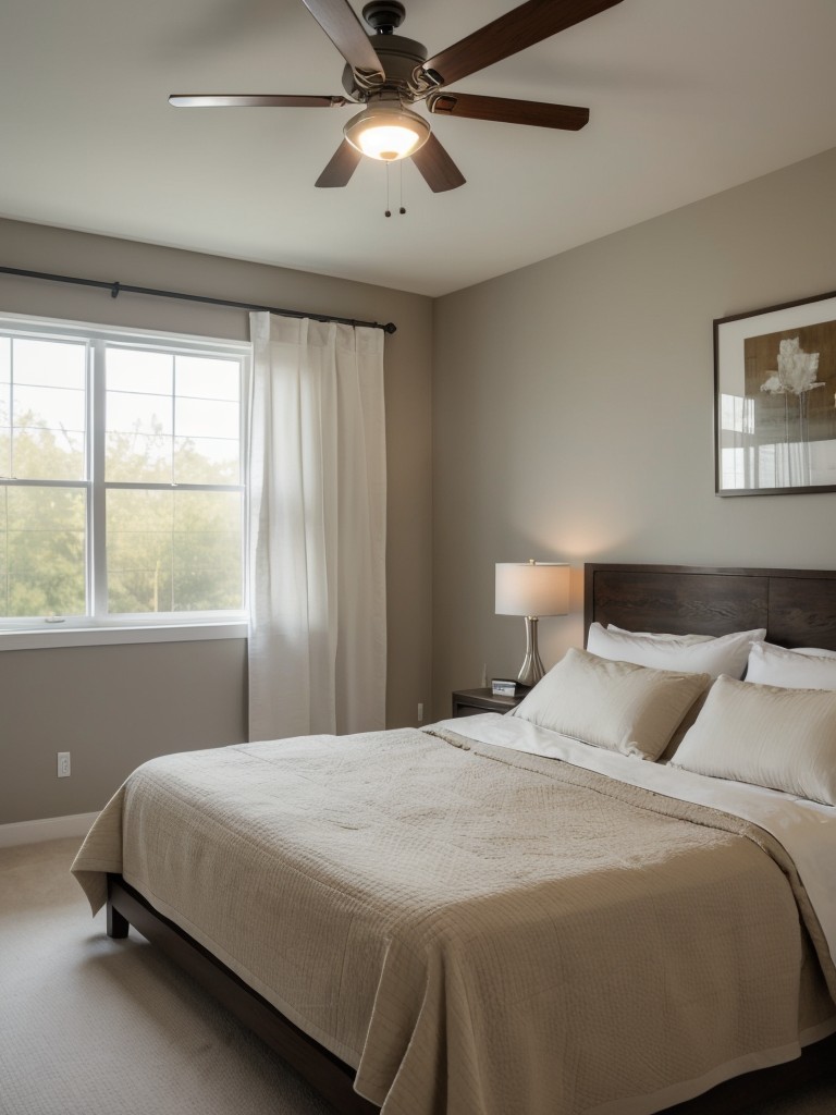 Enhance the bedroom's ambiance by incorporating a dimmer switch for adjustable lighting.