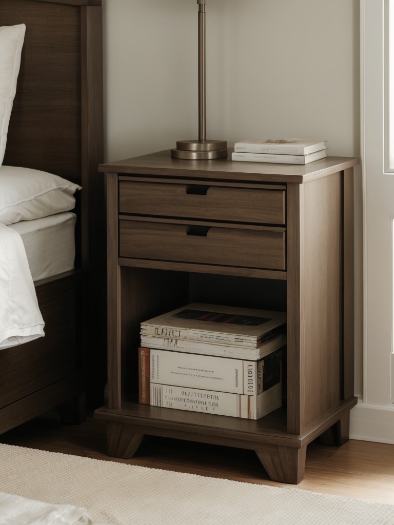 Incorporate bedside tables with ample storage for books, magazines, or personal items.
