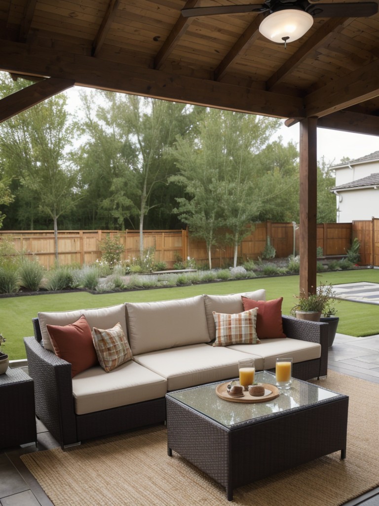 Add an outdoor rug and cushions to make the space feel more like an extension of your living area.