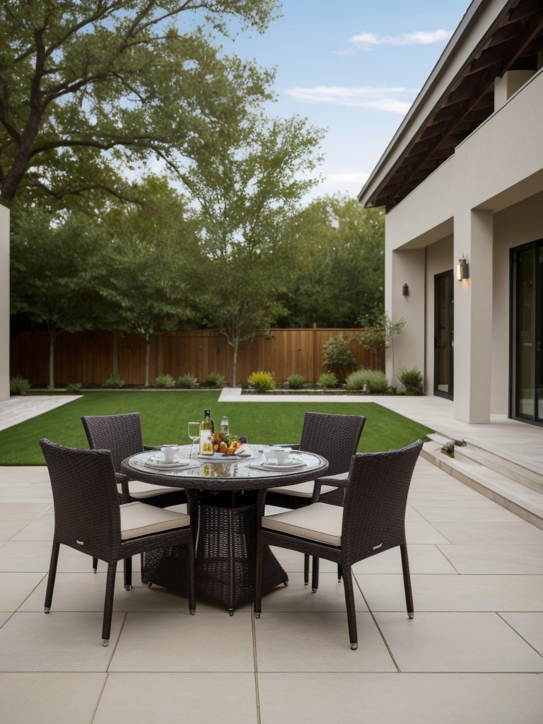 Add a small outdoor table and chairs for al fresco dining and entertaining friends and family.