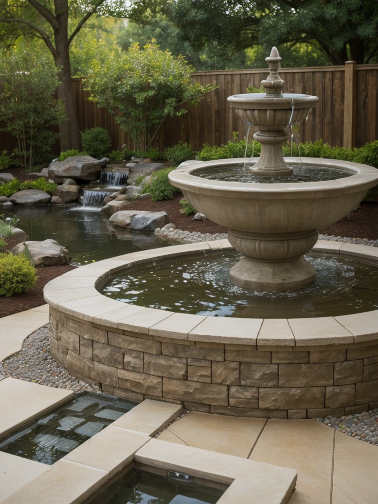 Consider adding a water feature like a small fountain or pond to create a soothing atmosphere.