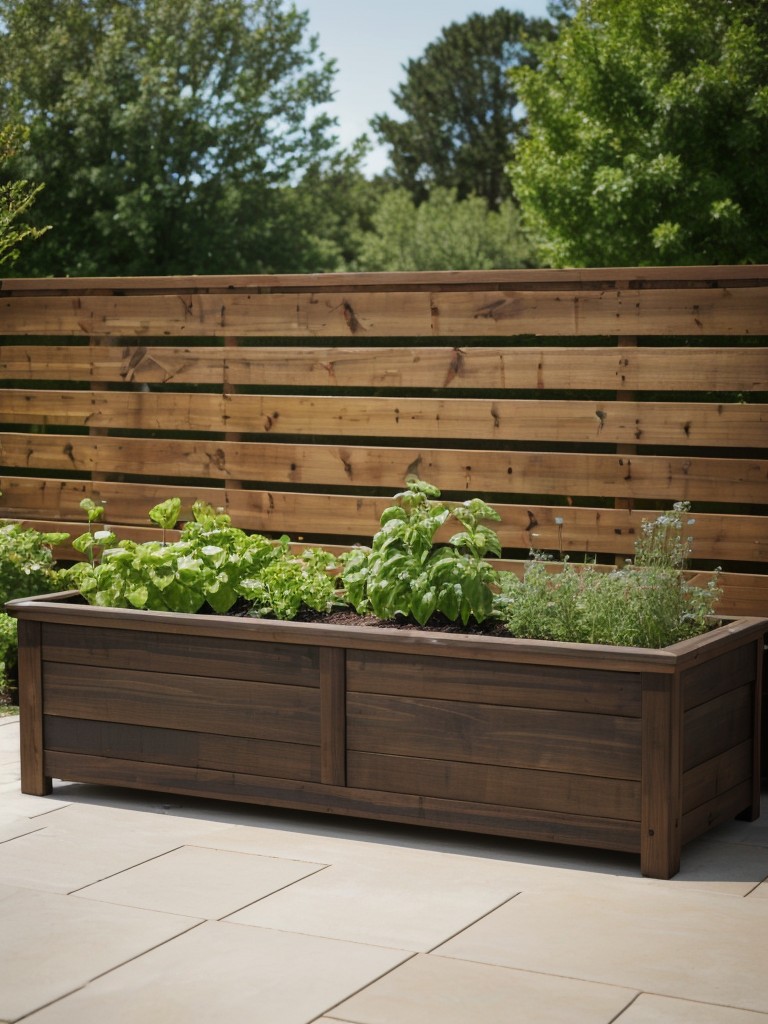 Incorporate herbs and vegetables in raised beds or containers for a functional and beautiful patio garden.