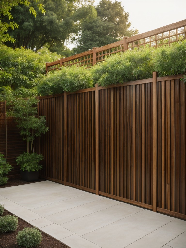 Install a trellis or bamboo screen to provide privacy and create a secluded garden space.