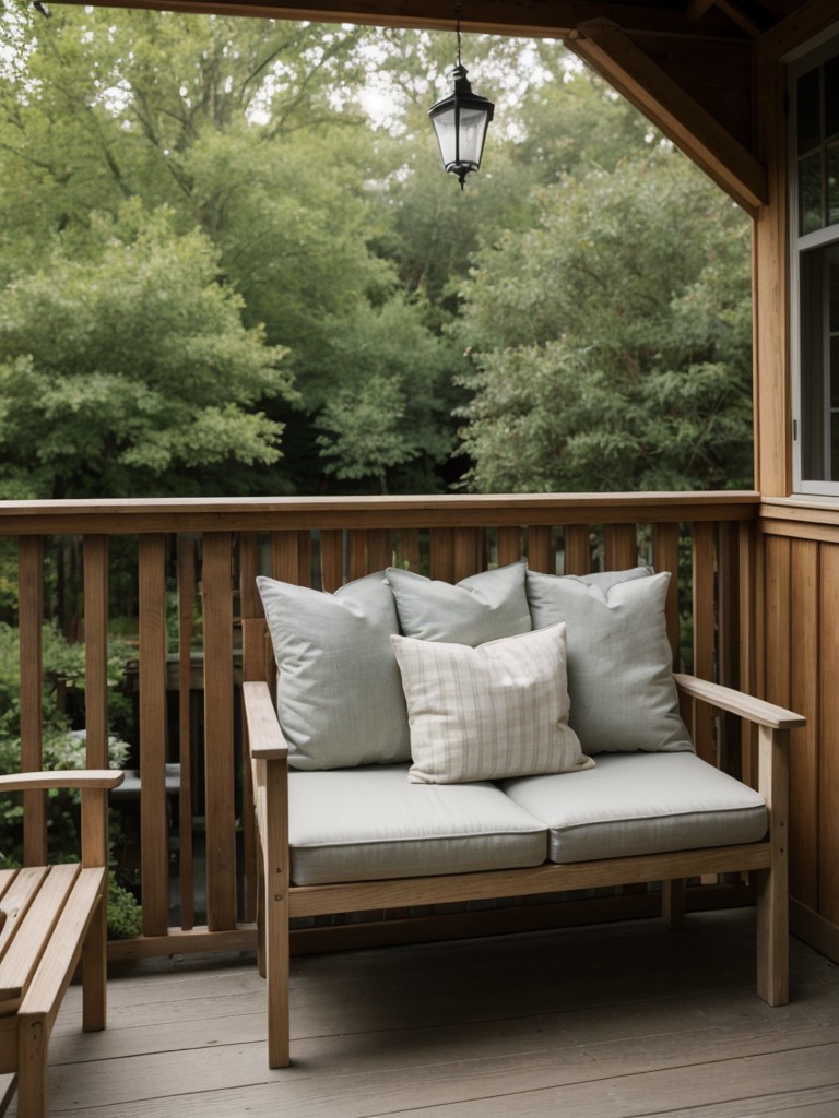 Integrate a small garden bench or a cozy reading nook for quiet moments outdoors.