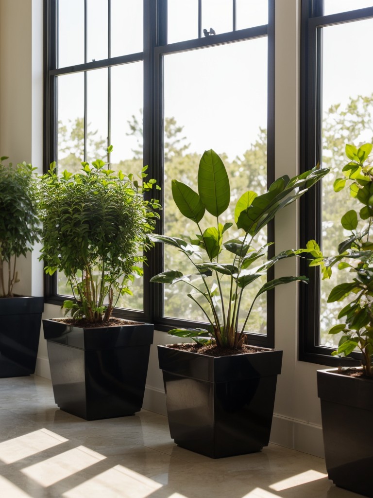 Maximizing sunlight with strategically placed plants and reflective surfaces for optimal growth.