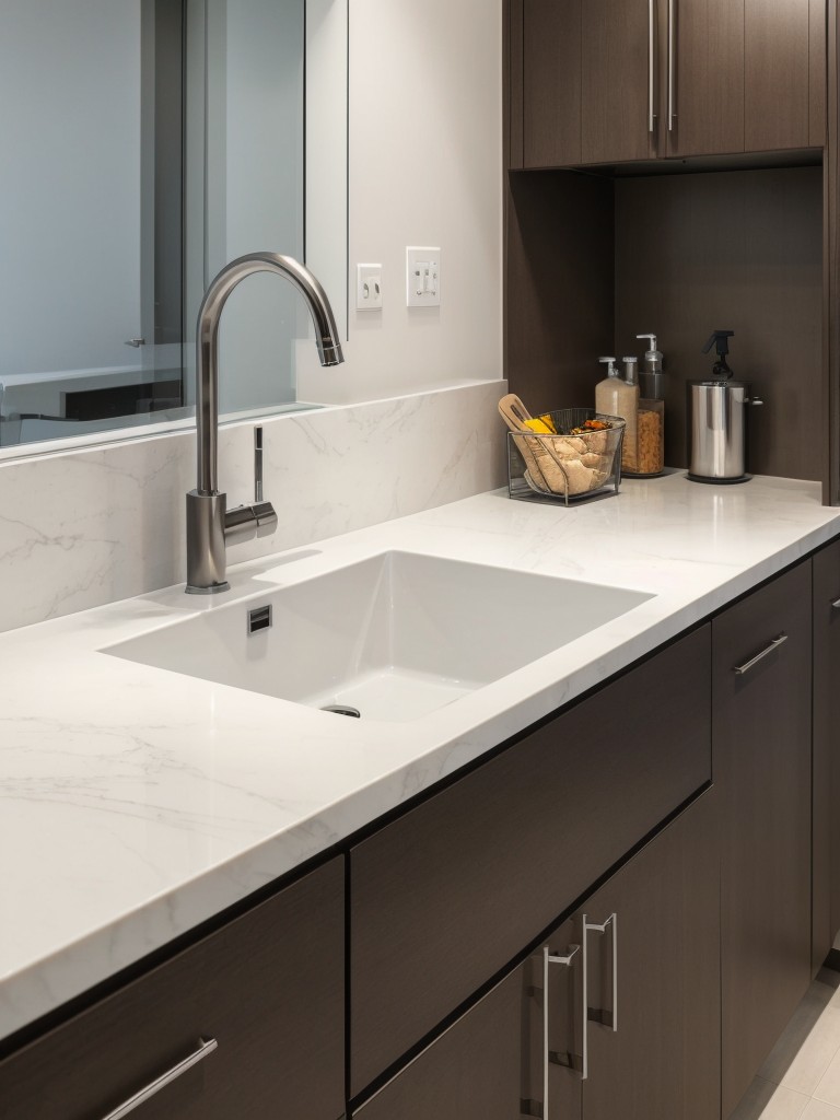 Install a sleek and modern under-mount sink for a stylish and seamless look in your kitchen.