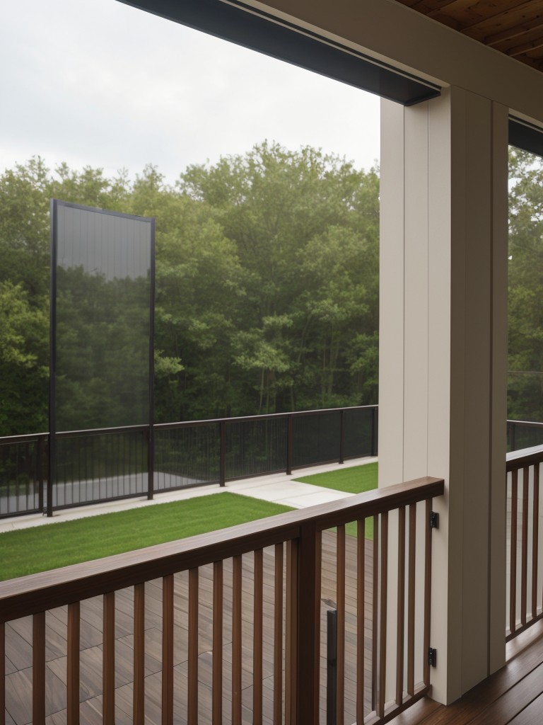 Consider using a balcony privacy screen made of weather-resistant materials.