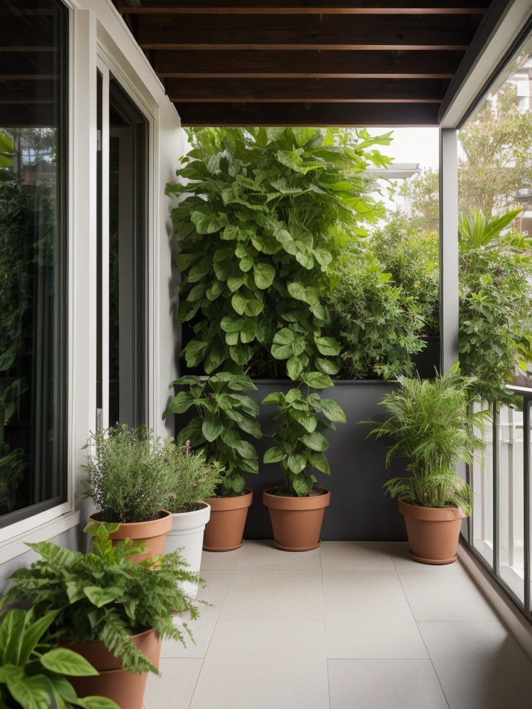 Maximize your balcony privacy with tall potted plants or vertical gardens.