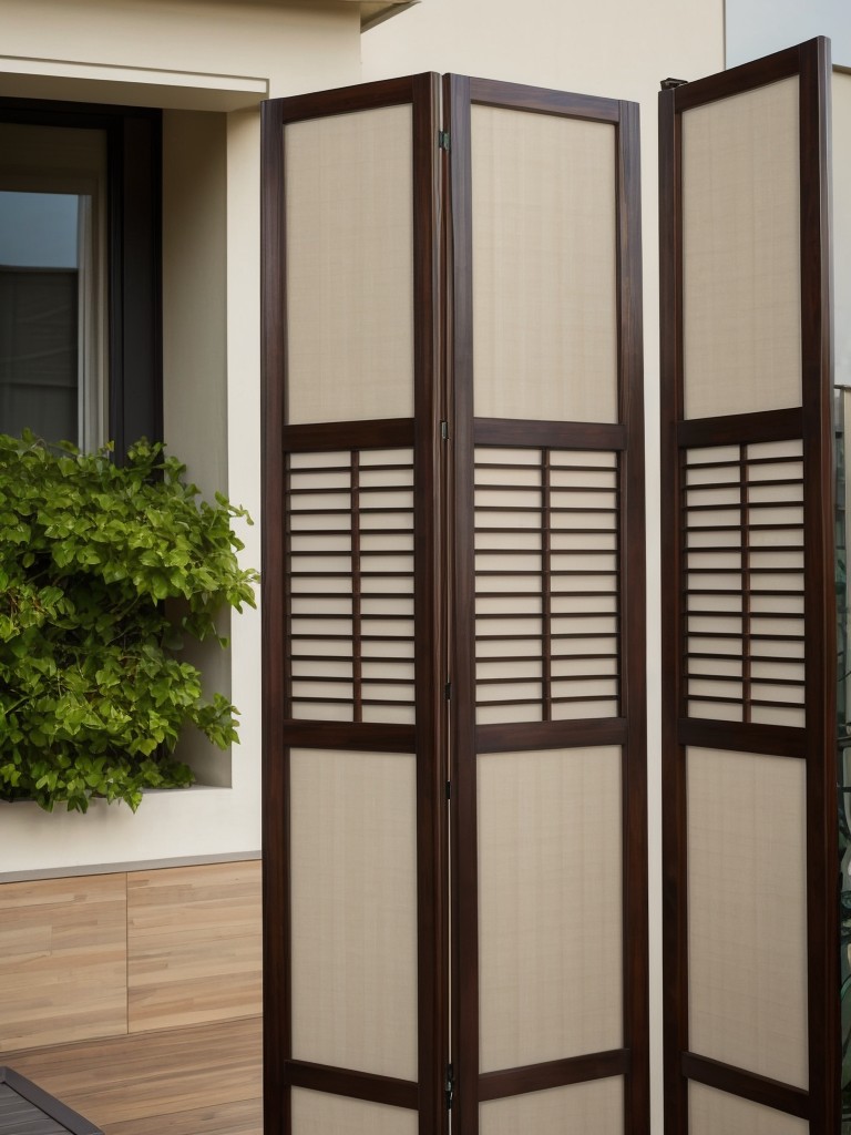 Opt for a folding screen or room divider to separate your balcony from neighboring spaces.