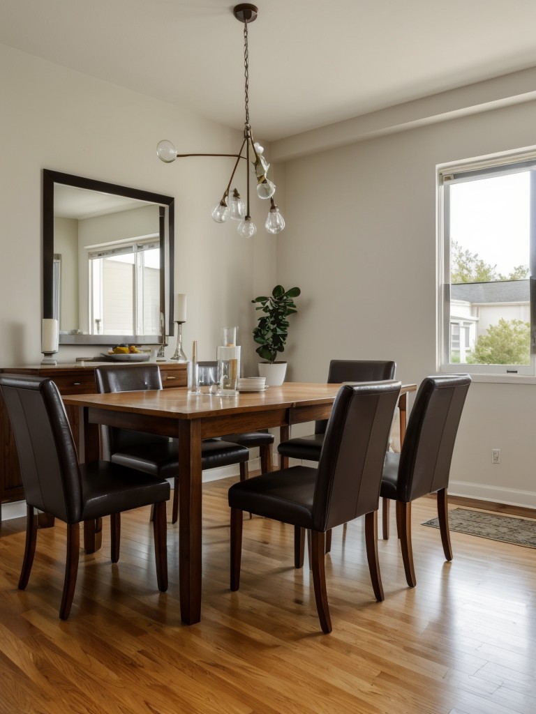 Incorporating a drop-leaf dining table for flexibility in a limited apartment space.