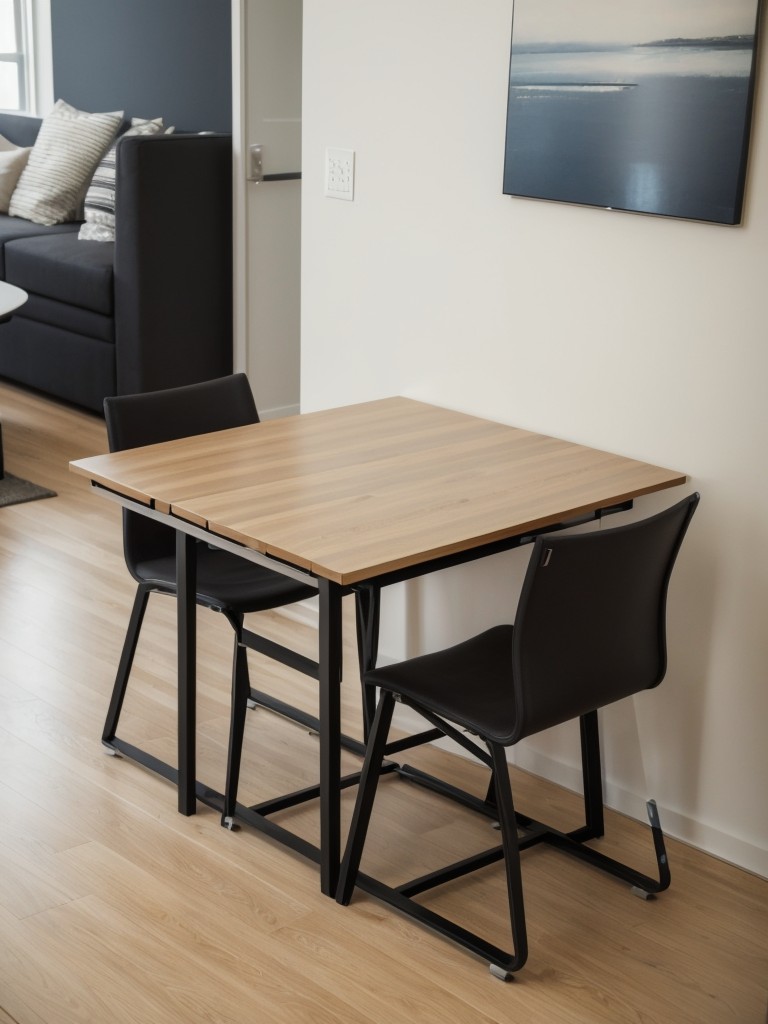 Innovative folding or expandable dining tables for multipurpose use in compact living spaces.