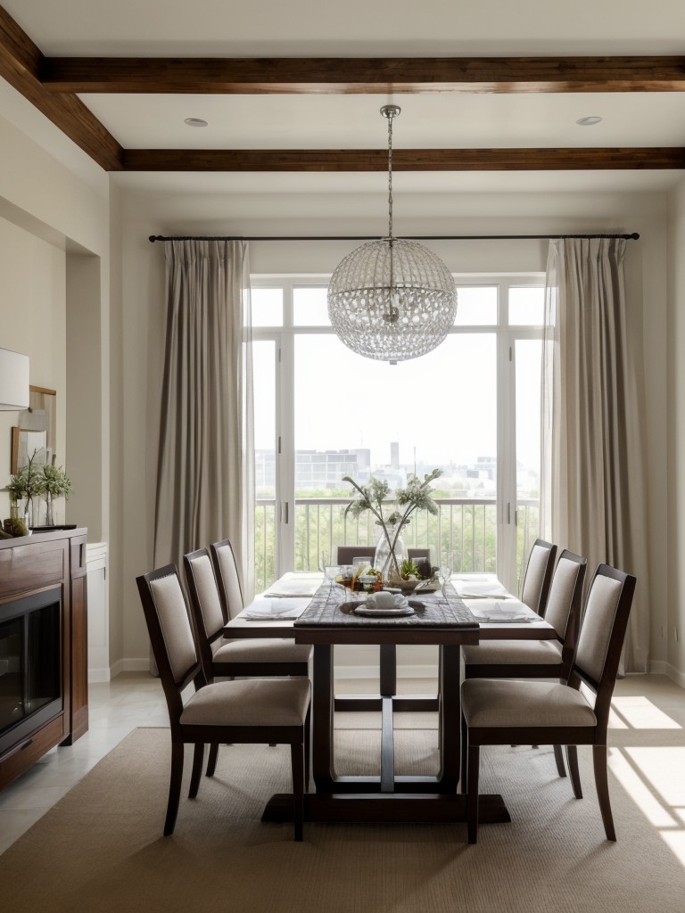 Showcasing a statement dining table as a focal point to elevate your apartment's interior design.